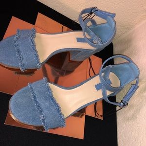 NWT FOREVER 21 DENIM STRAP HEELS 😍